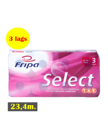 Toiletpapir Select 3-lags 23,4m  hvid 100% nyfiber 48rul/pk. - 