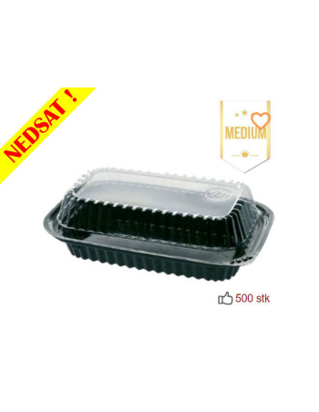 Sushi Tray Medium (Blue) Oval Bottom/Lid Black 500pc/box -  2