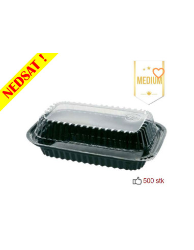 Sushi Tray Medium (Blue) Oval Bottom/Lid Black 500pc/box - 