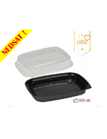 Sushi Tray Large (Blue) Oval Bottom/Lid Black 500pc/box -  2
