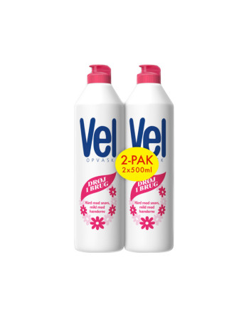 Håndopvask Vel Regular 1000 ml, 2x500 ml med farve og parfume