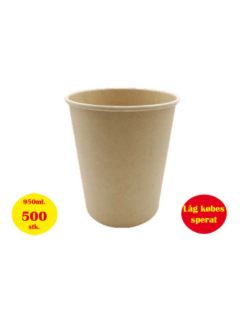 Suppe/Deli Skål Natur Pap Brun 950ml 2