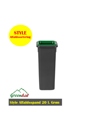 Waste container open lid 20L Green Lid - 
