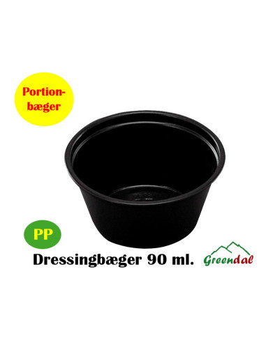 Dressing cup black 90ml 3oz  10x250pc/pac. - 