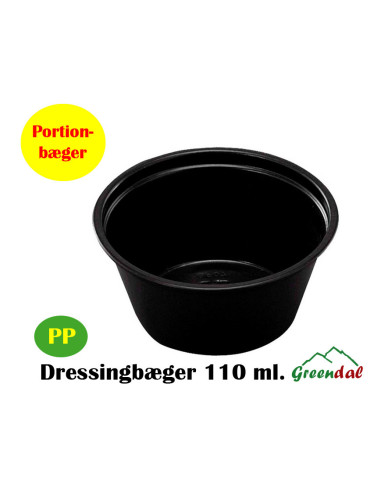 Dressing cup black 110ml 4oz  10x250pc/pac. - 