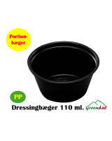 Dressing cup black 110ml 4oz  10x250pc/pac. - 