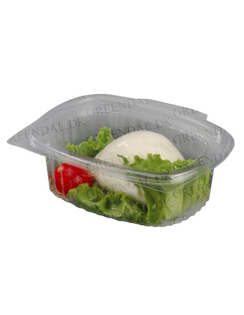 Plastic tray 750 ml. w/hinged lid Oval Ready 100pc/pack -  2