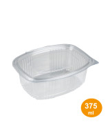 Plastic tray 375 ml. w/hinged lid Oval Ready 100pc/pack - 