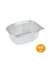 Plastic tray 500 ml. w/hinged lid Oval Ready 100pc/pack - 