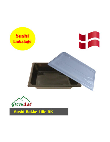 Sushi Tray S Rekt. (DK) Black/Clear Lid Krt. 300pc/Set - 