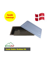 Sushi Tray M Rekt. (DK) Black/Clear Lid Krt. 300pc/Set - 