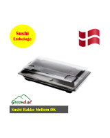 Sushi Tray M Rekt. (DK) Black/Clear Lid Krt. 300pc/Set - 