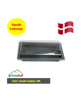 Sushi Tray Rekt. L (DK) Black/Clear Lid Krt. 300pc/Set - 