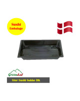 Sushi Tray Rekt. L (DK) Black/Clear Lid Krt. 300pc/Set - 