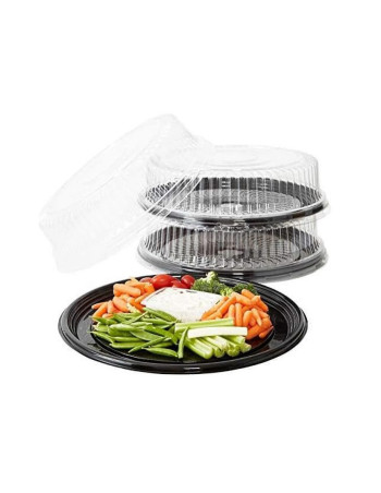 Plastic platter / Party boxes for sushi w/lid Ø40.6cm 25pc/box -  2
