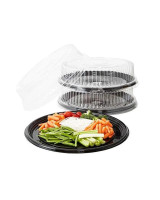 Plastic platter / Party boxes for sushi w/lid Ø40.6cm 50pc/box - 