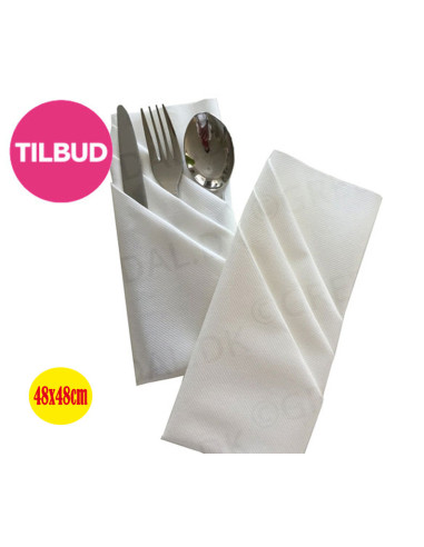 Napkin  48x48cm Airlaid 1/4 fold White 500pc/box - 