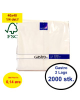 Napkin Gastro 40x40cm 2-layer 1/4 fold White 2000pc/pack - 