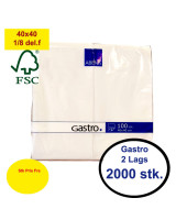 Napkin Gastro 40x40cm 2-layer 1/8 fold White 2000pc/pack - 