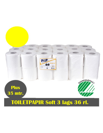 Toiletpaper 3-lays 35m virgin white 36rul/Pk. -  2