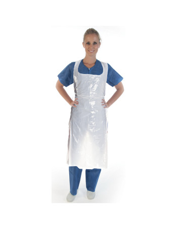Aprons poly heavy white 800x1300mm 100pc/pack -  2