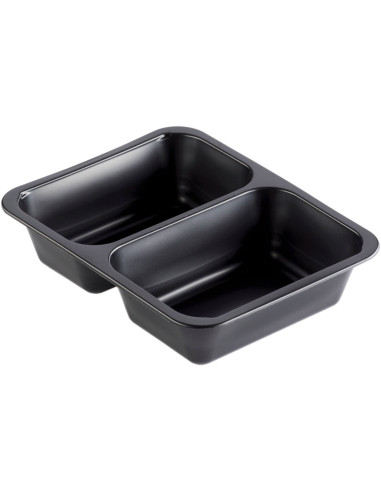 Plastic tray 2-room PP 645/540ml black - 