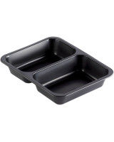 Plastic tray 2-room PP 645/540ml black - 