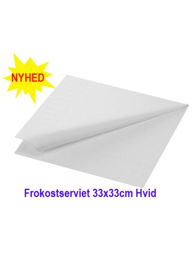 Napkin Duni 33x33cm 3-layer 1/4 fold White 1000pc/box - 