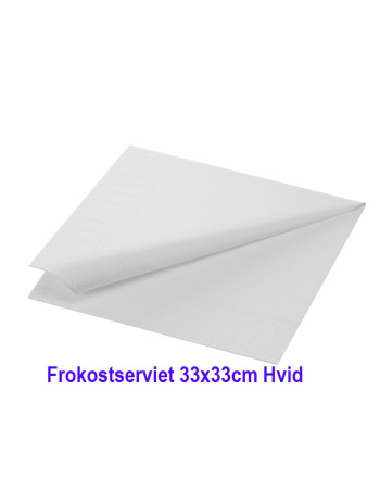 Serviet Duni 33x33cm 3-lags 1/4 fold Hvid  2