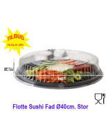 Plastic platter / Party boxes for sushi w/lid Ø40.6cm 25pc/box - 