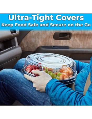 Plastic platter / Party boxes for sushi w/lid Ø30.6cm 25pc/box -  2