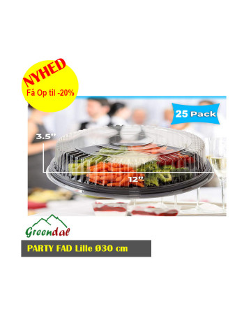 Plastic platter / Party boxes for sushi w/lid Ø30.6cm 25pc/box - 