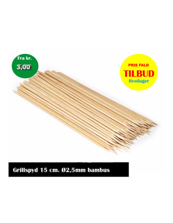 Grillspyd 15 cm. Ø2,5mm bambus krt.