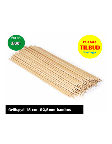 Grillspyd 15 cm. Ø2,5mm bambus krt.