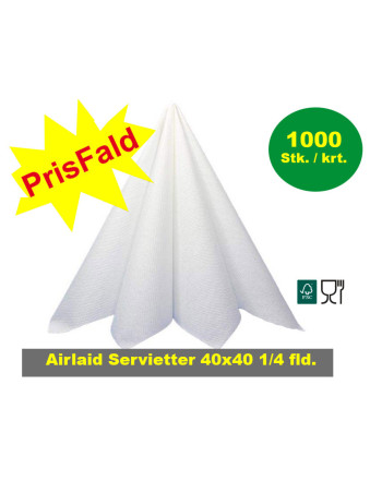 Napkins Airlaid 40x40cm Airlaid White 1000pc/box - 