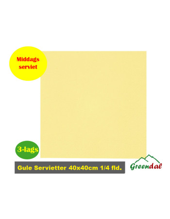 Servietter 3-lags Gul Gast. 40x40 1/4 fold 1400stk/kar