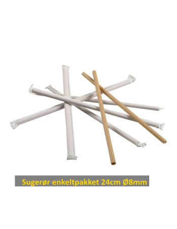 Straws individually wrapped Gastro 24cm Ø8mm brown paper 250 pcs/pack. - 