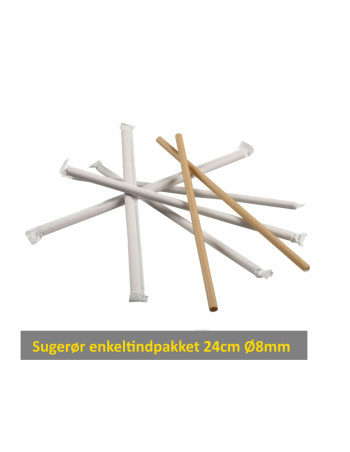 Sugerør enkeltindpakket 24cm Ø8mm brun 250 stk/pk. -  2