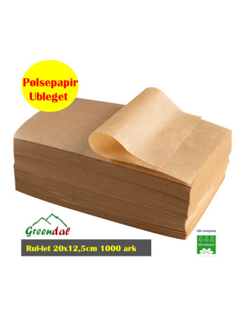 Pølsepapir Rul-let, 20x12,5cm, ubleget papir/virgin 1000 ark