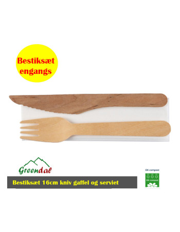 Bestiksæt Gastro 16cm brun birketræ/nyfiber med kniv gaffel og serviet 2