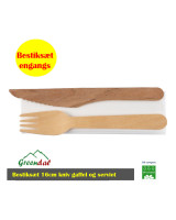 Cutlery set Birch wood w/ knife, fork and napkin 4x100sæt/box - 