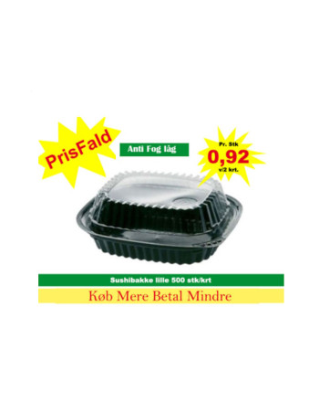 Sushi Tray Small (Blue) Oval Bottom/Lid Black 500pc/box - 