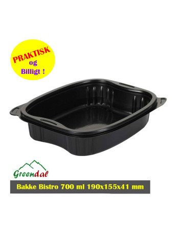 Tray 1-room 700ml Black 300pc/box - 