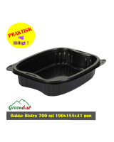 Tray 1-room 700ml Black 300pc/box - 