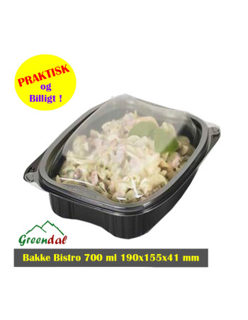 Tray 1-room 700ml Black 300pc/box -  2