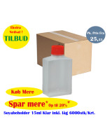 Soy bottle 15ml Clear including lid 60x100pc/box - 