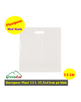 Bærepose Plast 13 l. hvid HDPE/v. 37,5x43cm på blok