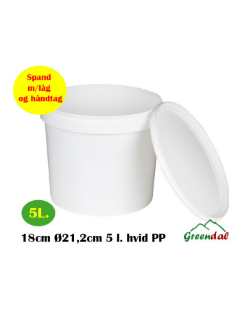 Spand m/låg og håndtag 18cm Ø21,2cm 5 l.
