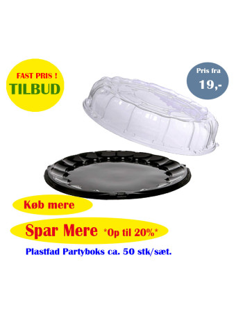 Plastic platter / Party boxes for sushi w/lid Ø40.6cm 50pc/box - 