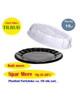 Plastic platter / Party boxes for sushi w/lid Ø40.6cm 50pc/box - 